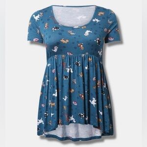 Torrid x Disney | Disney Cats Print Babydoll Short Sleeve Top
